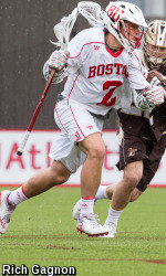 BOSTON, MA - APRIL 2: NCAA men's lacrosse between Boston University and Lehigh at Nickerson Field on April 2, 2016 in Boston, Massachusetts. (Photo by Rich Gagnon)