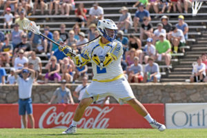 CHARLOTTE, NC - JULY 11: Miles Thompson #2 of the Florida Launch winds up for a shot against the Charlotte Hounds during their game at American Legion Memorial Stadium on July 11, 2015 in Charlotte, North Carolina. (Photo by Grant Halverson/Getty Images)